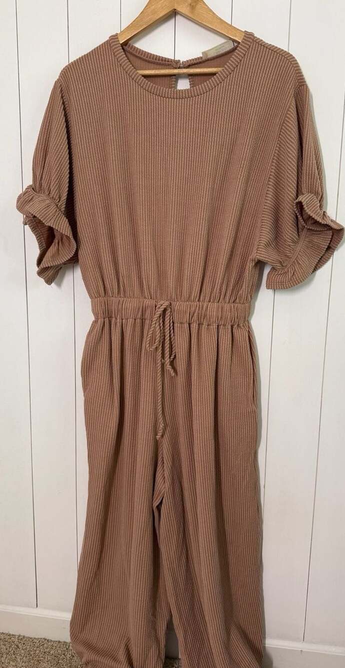 The Nest Jumpsuit Size S Ribbed Ruffle Sleeve Drawstring - Picture 4 of 11